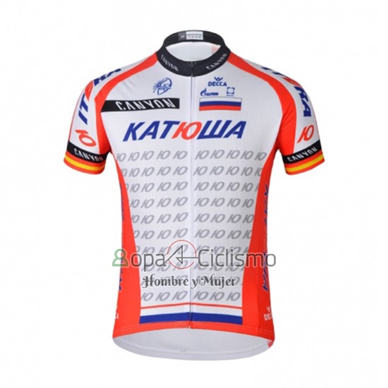 Katusha Ropa Ciclismo Culotte Corto 2018 Mangas Cortas Blanco Rojo